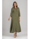 ROBE LONGUE  JADE EN LIN TENCEL VERT KAKI