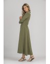 ROBE LONGUE  JADE EN LIN TENCEL VERT KAKI