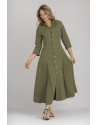 ROBE LONGUE  JADE EN LIN TENCEL VERT KAKI