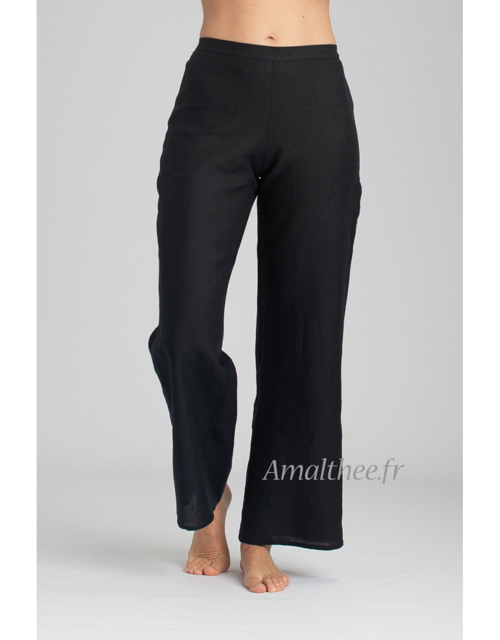 PANTALON BARBARA DROIT EN LIN NOIR