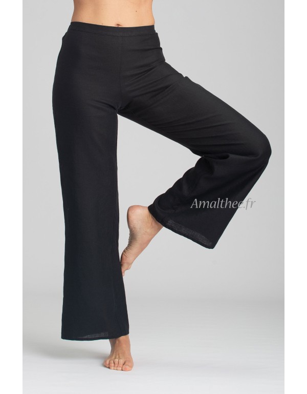 PANTALON BARBARA DROIT EN LIN NOIR