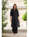 ENSEMBLE NOIR TUNIQUE EN LIN   AYA  SUR PANTALON EN LIN