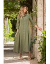 ROBE LONGUE  JADE EN LIN TENCEL VERT KAKI