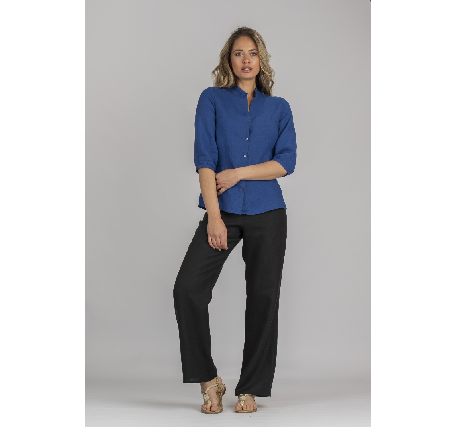 CHEMISE CELIA EN LIN  COULEUR BLEU ROI