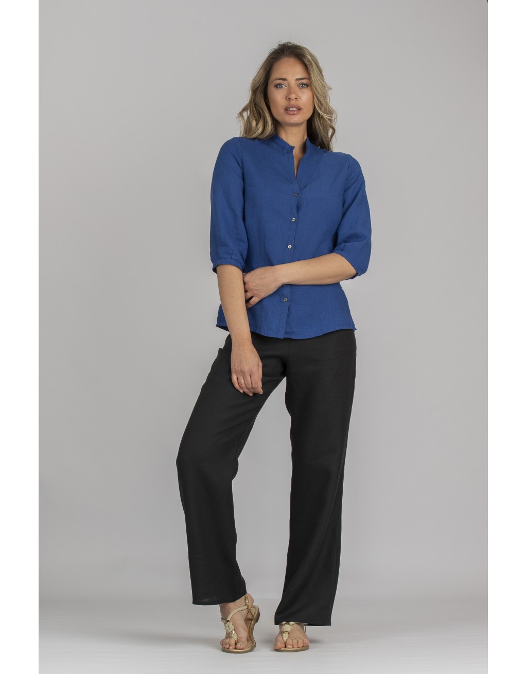 CHEMISE CELIA EN LIN  COULEUR BLEU ROI