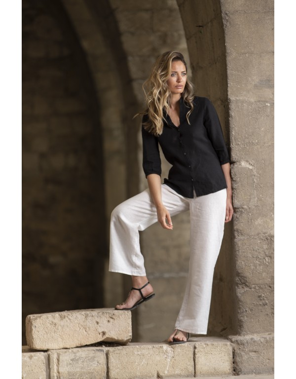 CHEMISE CELIA EN LIN  NOIR