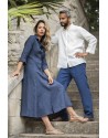 ROBE LONGUE  JADE EN LIN CHAMBRAY BLEU JEAN