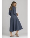 ROBE LONGUE  JADE EN LIN CHAMBRAY BLEU JEAN